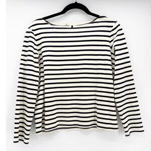 THE ROW Navy & White Stripe Long Sleeve Boatneck Top L